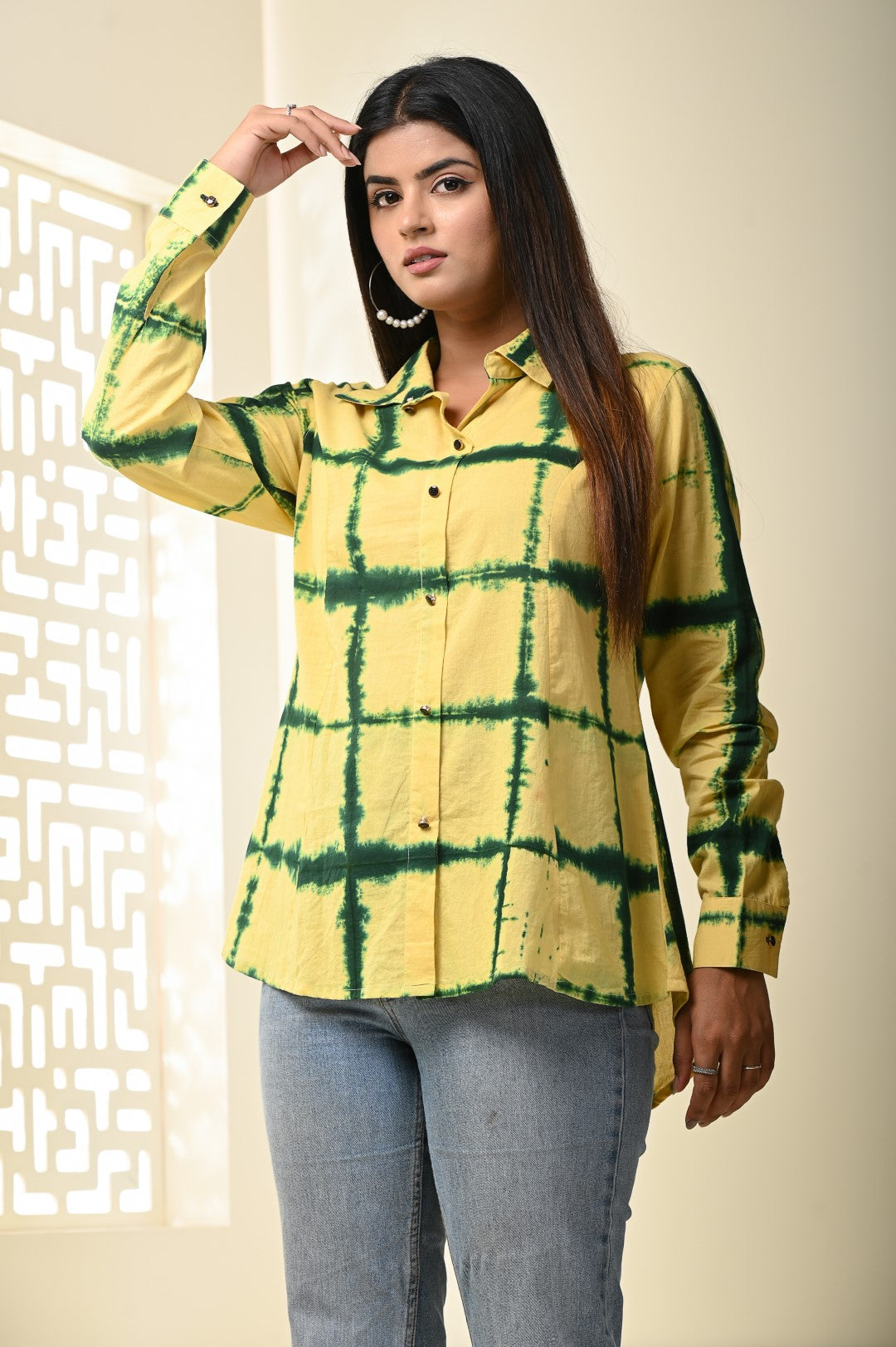Yellow Tye & Dye Shirt in Indo-Western Style: Elevate Your Wardrobe