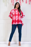 Red Tye & Dye Shirt in Indo- Western Style Elevate Your Wardrobe.