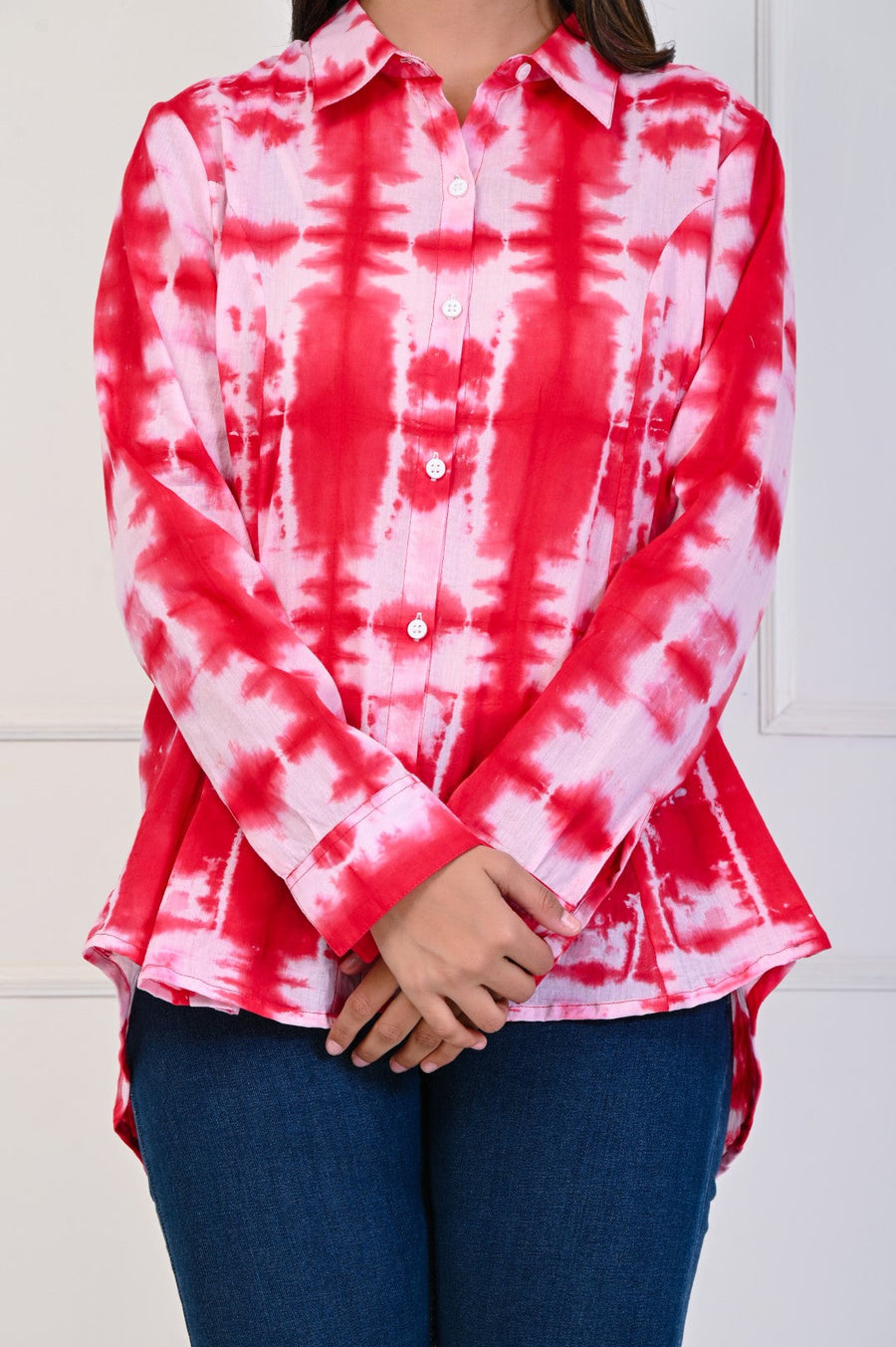 Red Tye & Dye Shirt in Indo-Western Style: Elevate Your Wardrobe