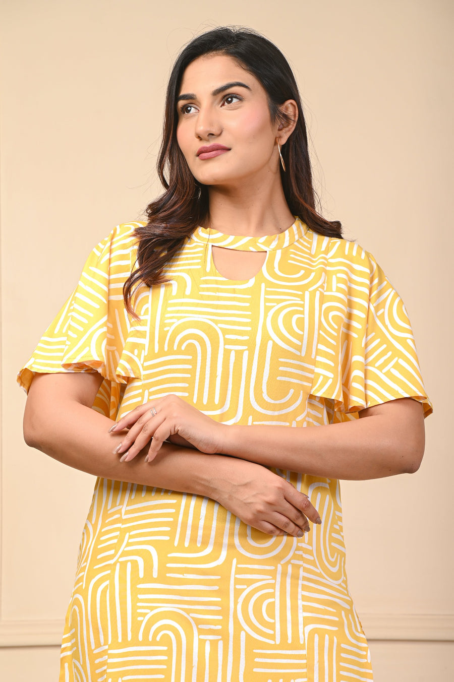 Brighten Up with Aaronee Rayon Elegant Kurtis Pant Set in Yellow and Pink