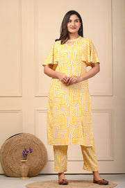 Brighten Up with Aaronee Rayon Elegant Kurtis Pant Set in Yellow and Pink