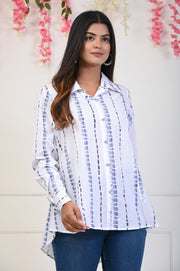 White Grey Print Shirt in Indo-Western Style: Elevate Your Wardrobe