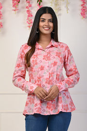 Pink Foil Print Shirt in Indo-Western Style: Elevate Your Wardrobe