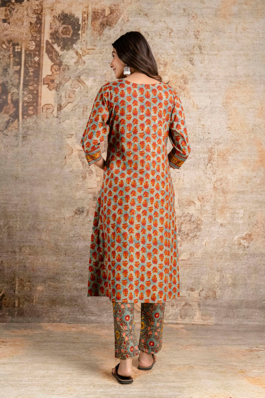 Daily wear ethnic set in earthy tones