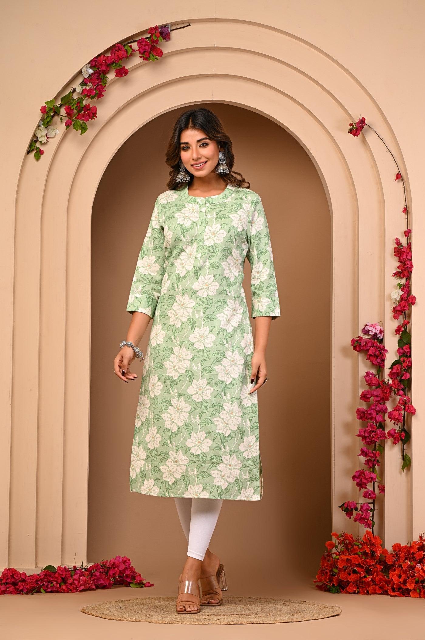 Elevate Your Style with Aaronee developer Cotton Flex Printed Kurti