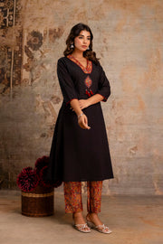 Designer lace neckline kurta set India