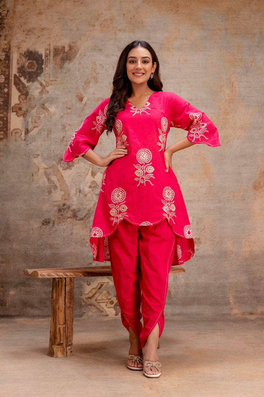 Designer pink ethnic wear co-ord set Aaronee