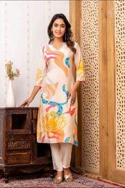 Stylish Floral Printed Kurta Set with Dupatta