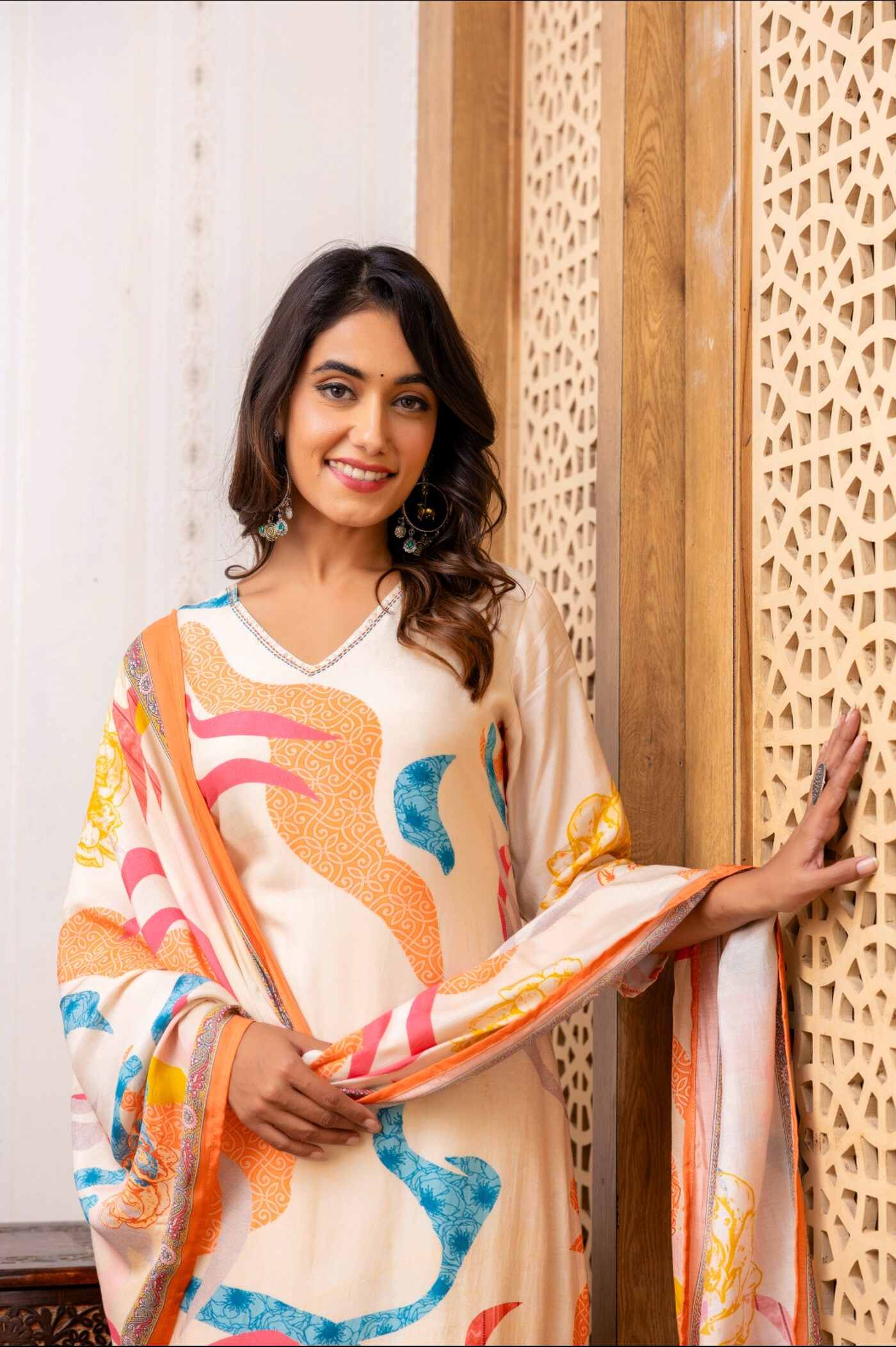 Elegant Floral Printed Kurta Set with Dupatta