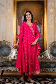 Stunning Rani Pink Anarkali Set with Dupatta 