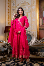 Stunning Rani Pink Anarkali Set with Dupatta 