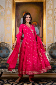 Stunning Rani Pink Anarkali Set with Dupatta 