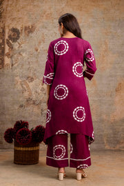 Elegant Aaronee Cotton Kurti Pant Set in Maroon