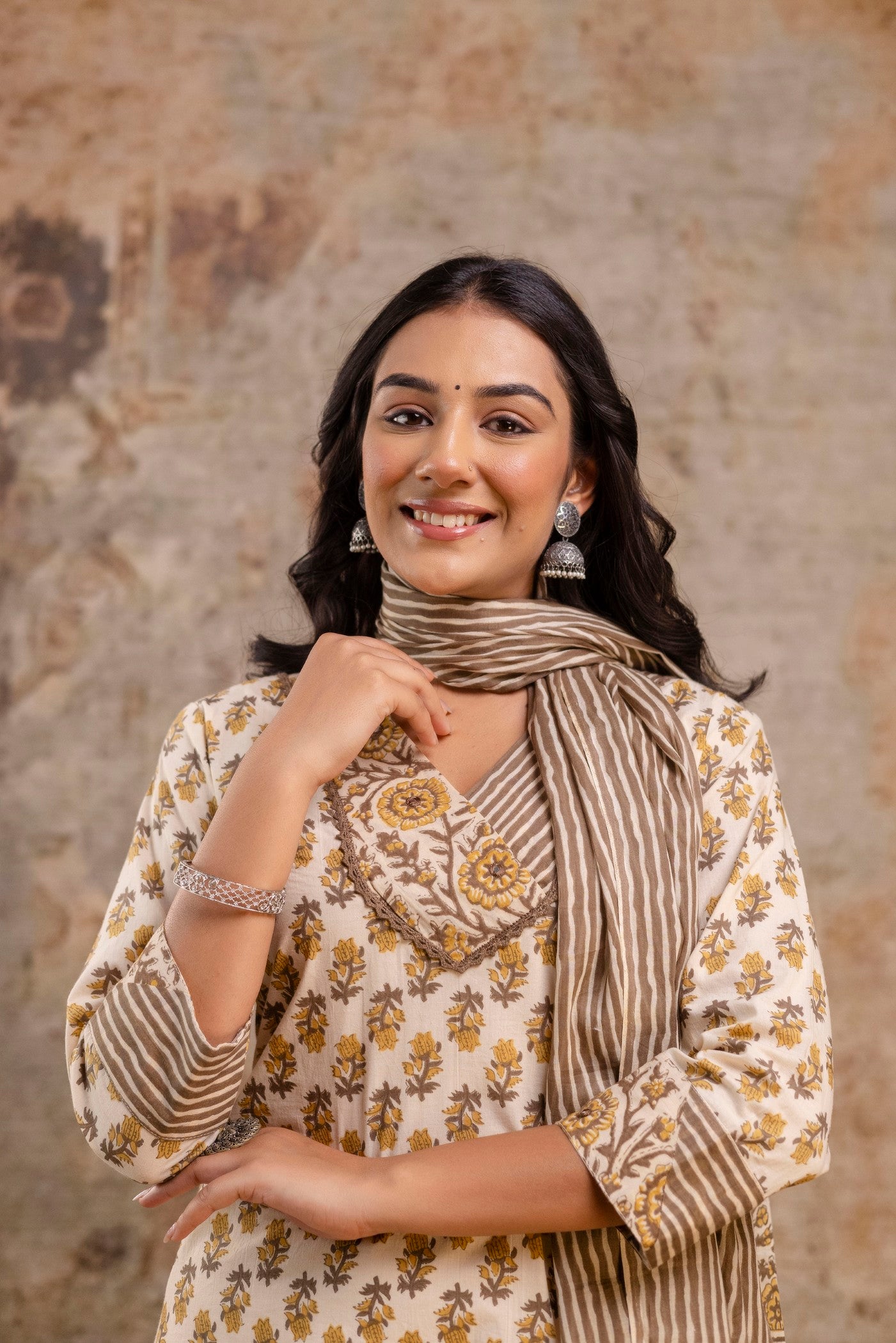 Elegant Jaipuri printed cotton dupatta suit set