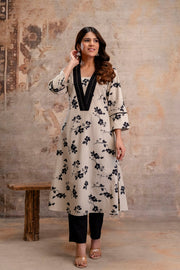 Elegant black kurta pant set with detailing