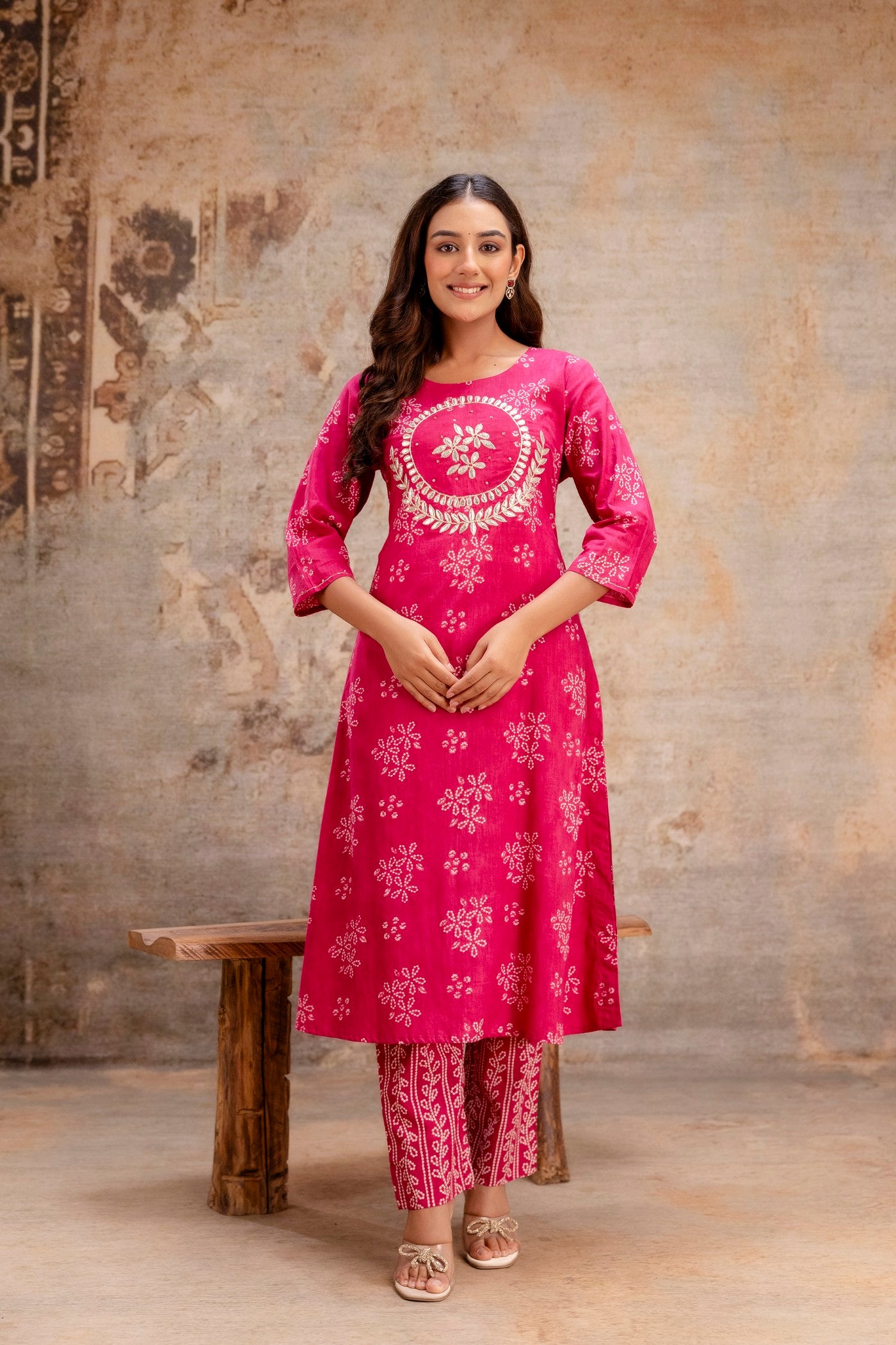 Elegant festive pink ethnic wear Aaronee