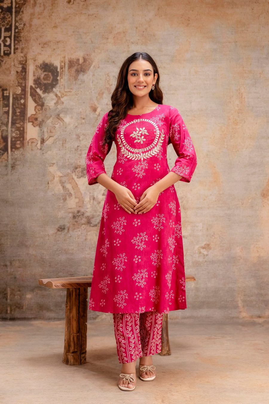 Elegant festive pink ethnic wear Aaronee