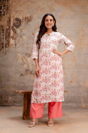 Elegant pastel kurta with coral pants