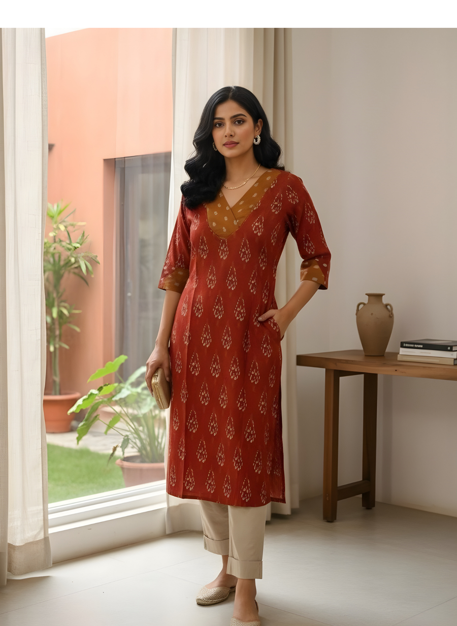 Elegant printed cotton kurta pant by Aaronee