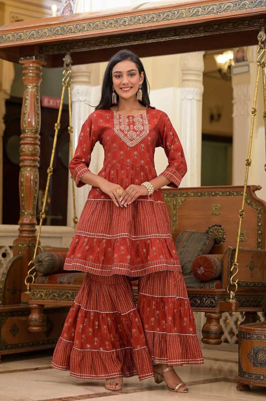 Explore the Traditional Charm Sharara Set with Dupatta