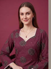 Premium Wine Cotton Kurta with Palazzo