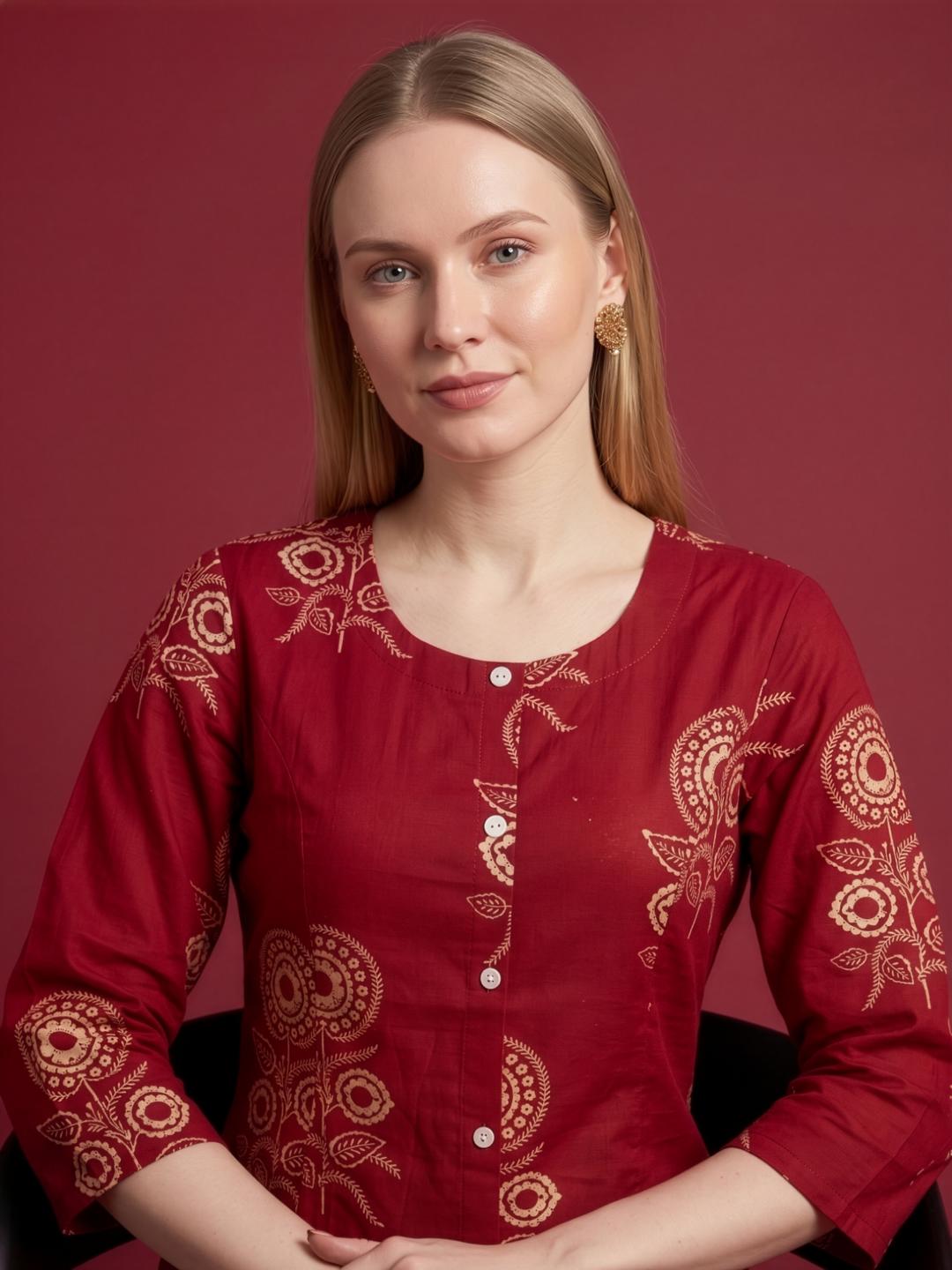 Premium Red Cotton Kurti for Casual and Festive Wear