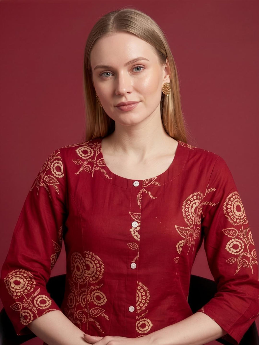 Premium Red Cotton Kurti for Casual and Festive Wear