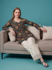 Traditional Sky Blue Cotton Kurta and Farshi Salwar