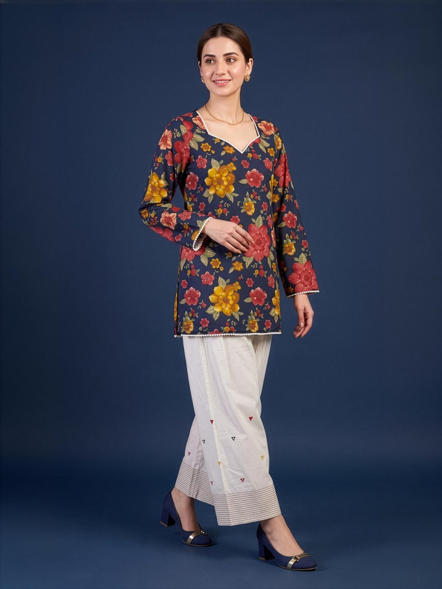 Stylish Blue Casual Cotton Kurti for Women