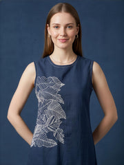 Navy blue straight kurta with matching bottom