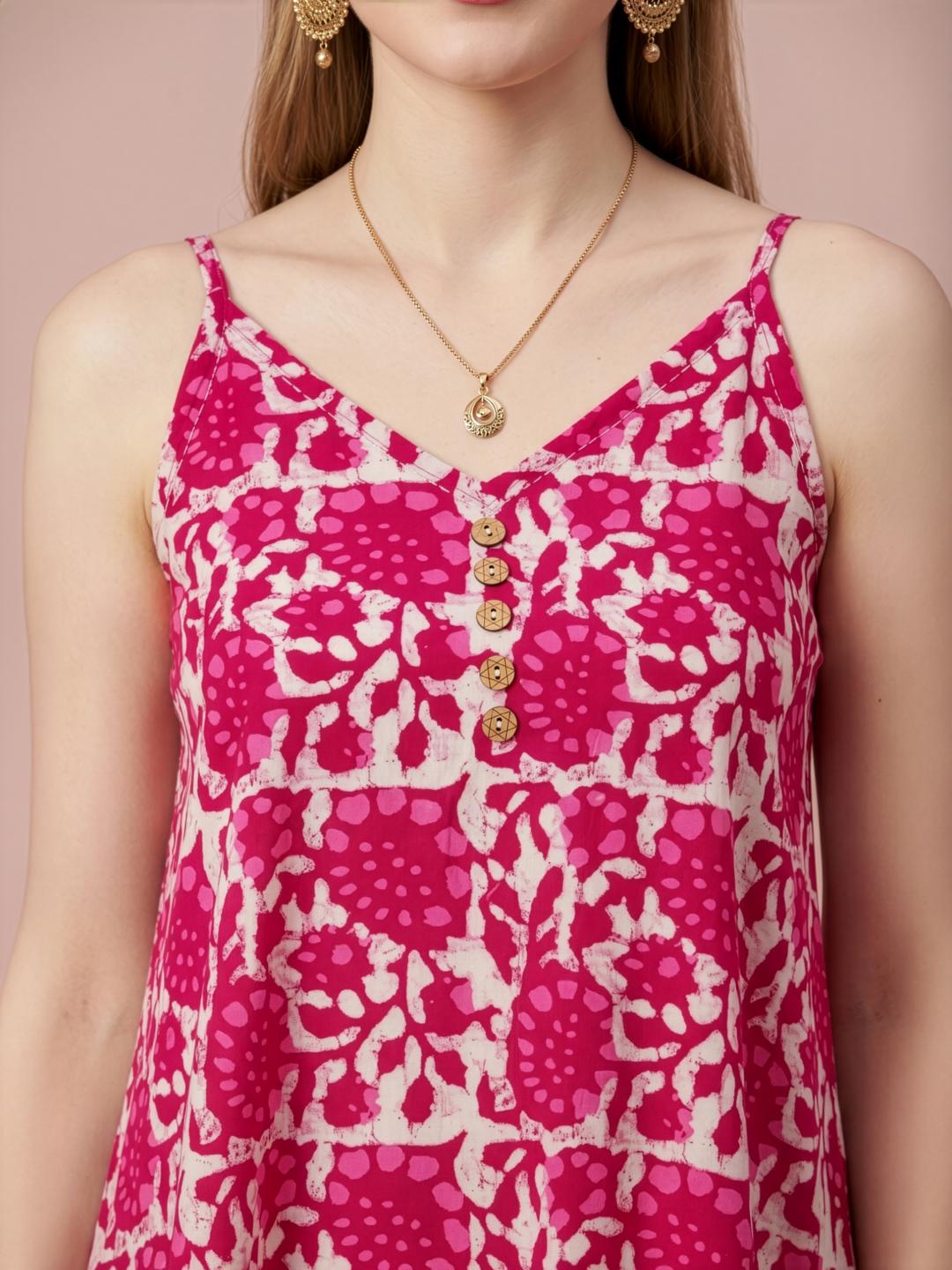 Women's ethnic printed premium cotton summer dress