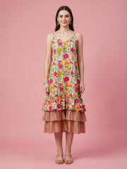 Premium cotton floral summer dress with shoulder straps