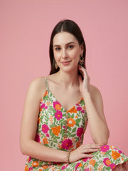 Aaronee floral printed premium cotton midi dress for everyday wear