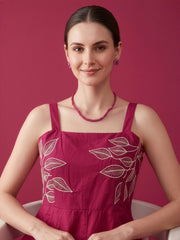 Casual bright pink cotton midi dress by Aaronee