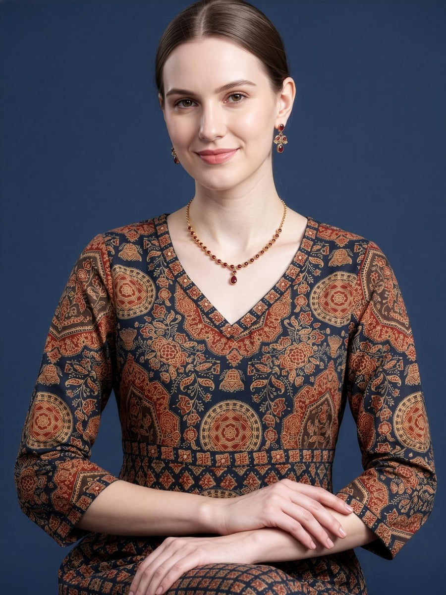 Women's Blue Traditional Kurta with Dupatta