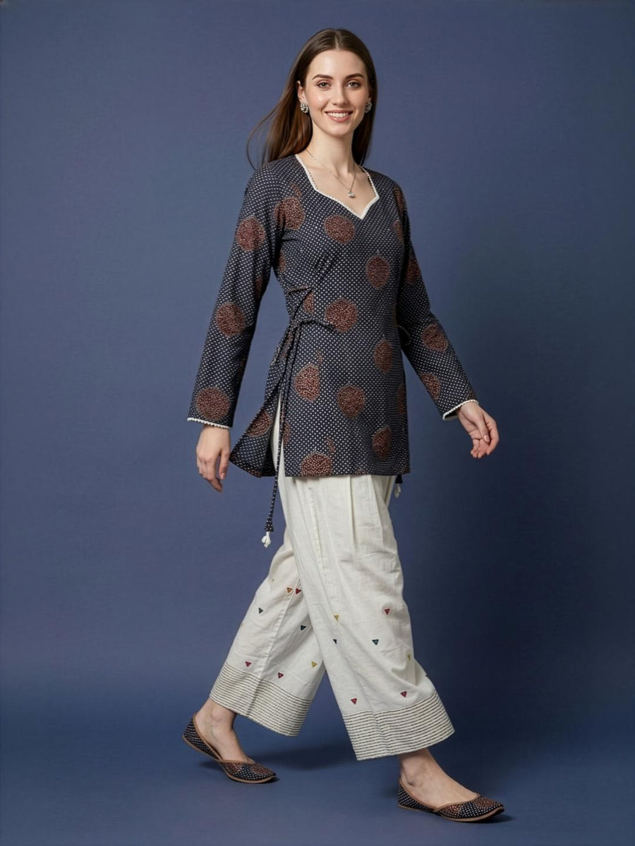 Grey Printed Premium Cotton Kurta Set by Aaronee