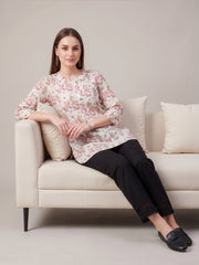 Aaronee white floral printed women's ethnic top