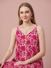 Casual A-line printed cotton dress for women