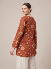Aaronee Peach Printed Cotton Farshi Salwar Set for Women