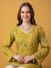 Women's Mustard Floral Printed Cotton Salwar Set