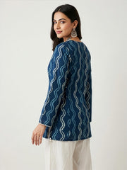 Aaronee Indigo Printed Cotton Farshi Salwar Set for Women
