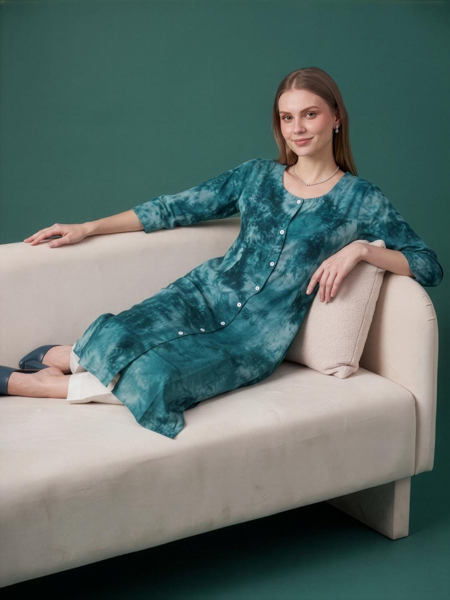 Stylish Teal Green Office Wear Kurti by Aaronee
