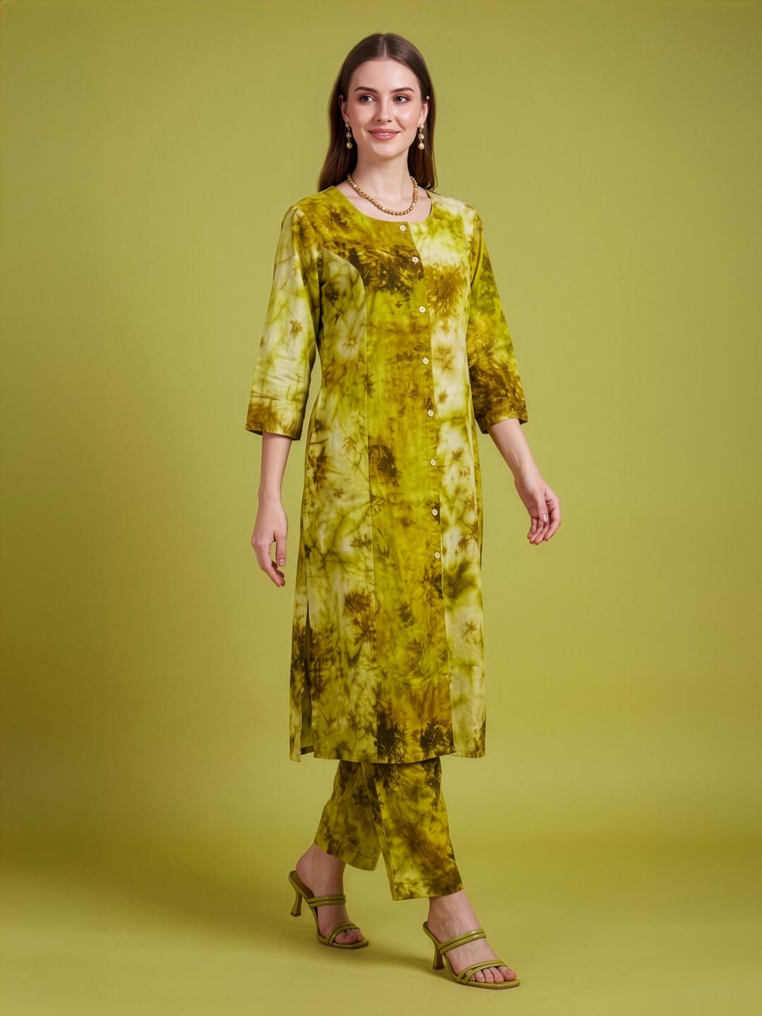 Casual Office Wear Mustard rayon Kurta Set