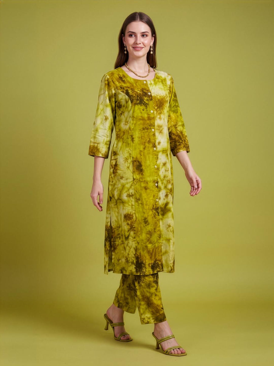Casual Office Wear Mustard rayon Kurta Set
