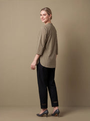 Women's beige solid cotton top Elegant beige premium cotton top for women
