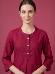 Elegant maroon premium cotton top for women