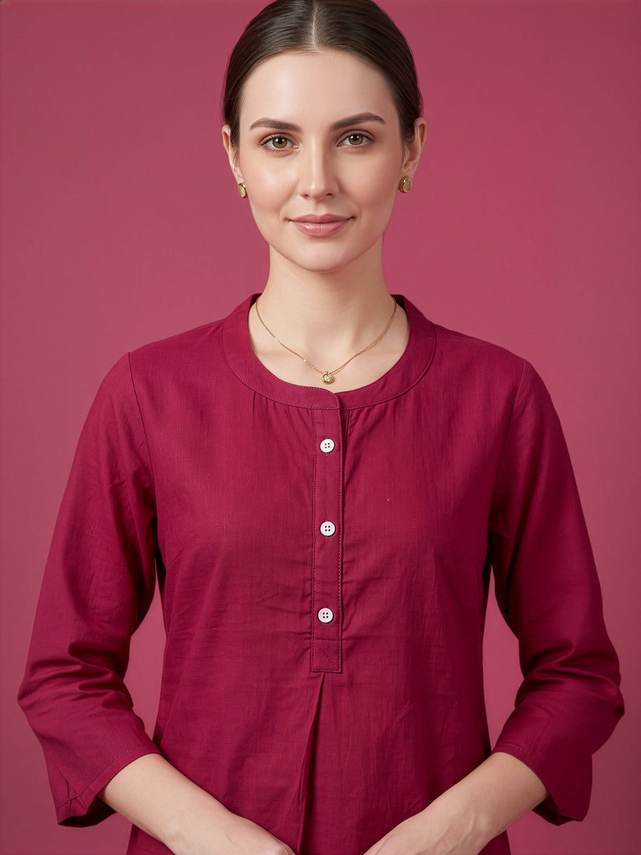 Elegant maroon premium cotton top for women