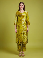 Rayon mustard Kurta Pant Set