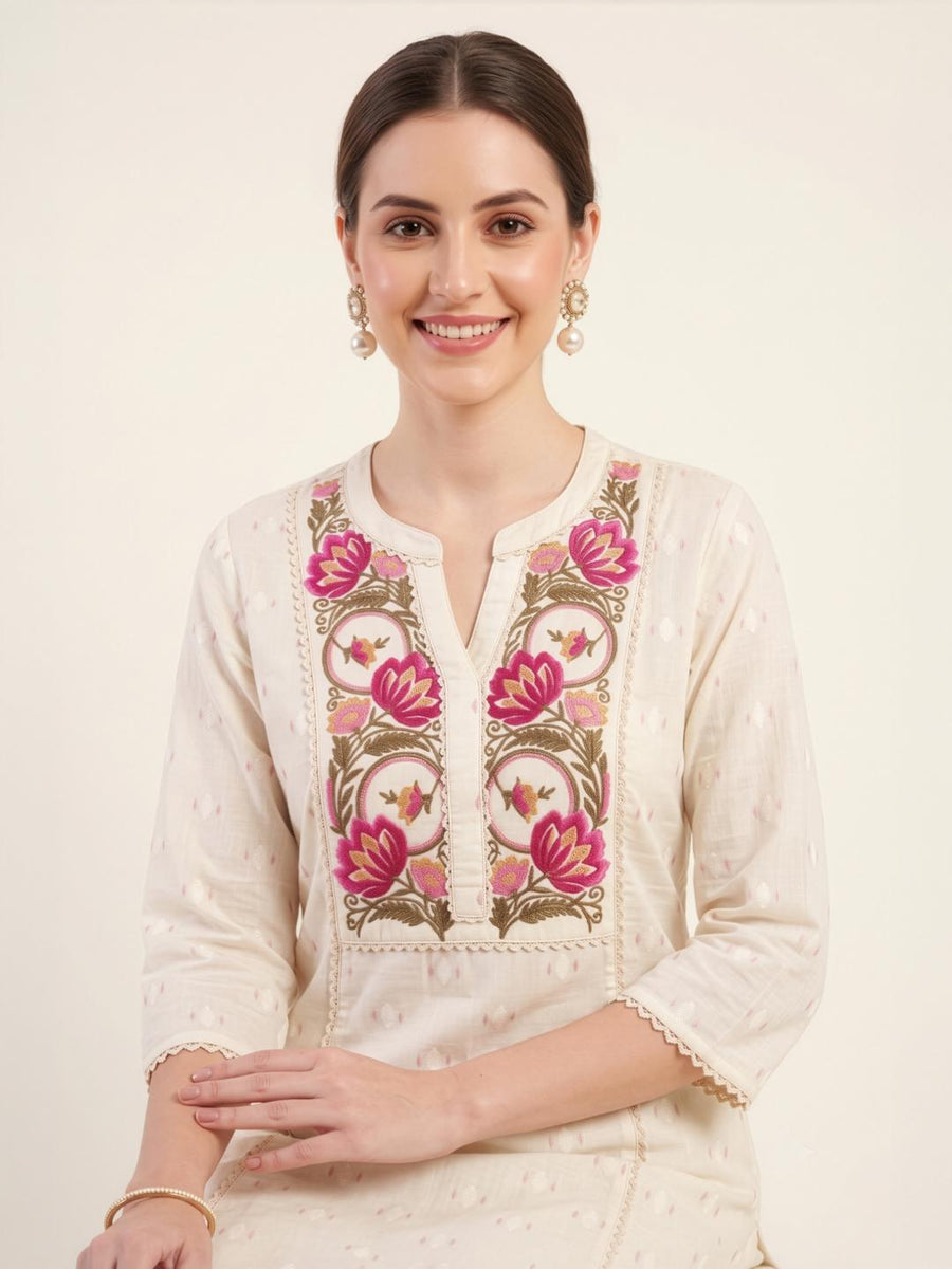 Premium Cotton Kurta with Embroidered Yoke