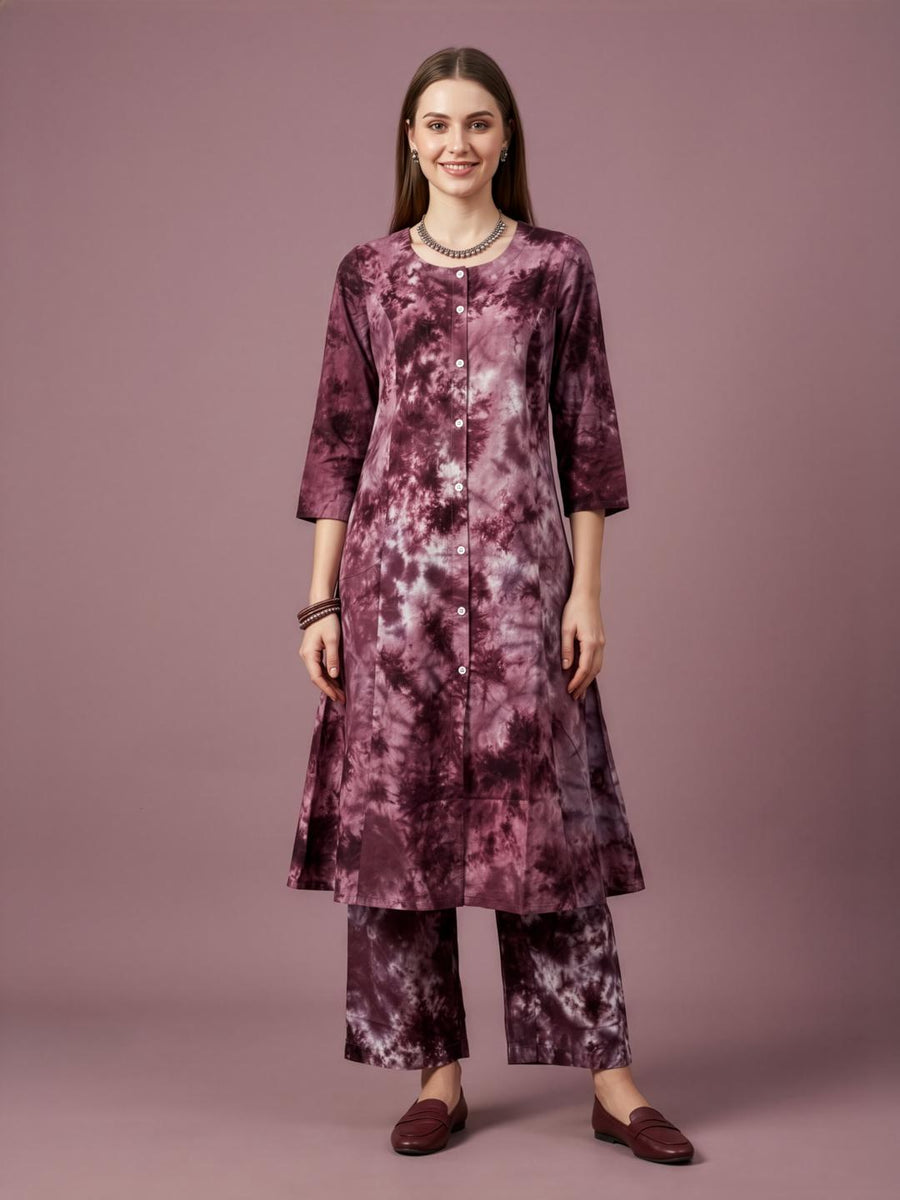 Women's premium Rayon Tie Dye Kurta with Straight Pant